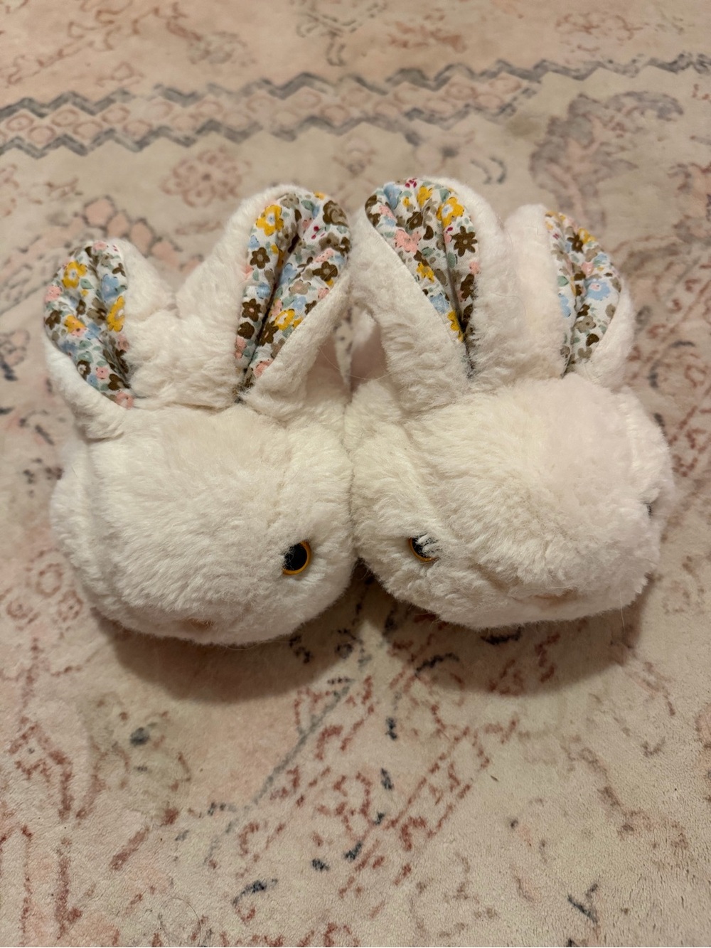 Toddler Plush Floral Bunny Slippers Size 3